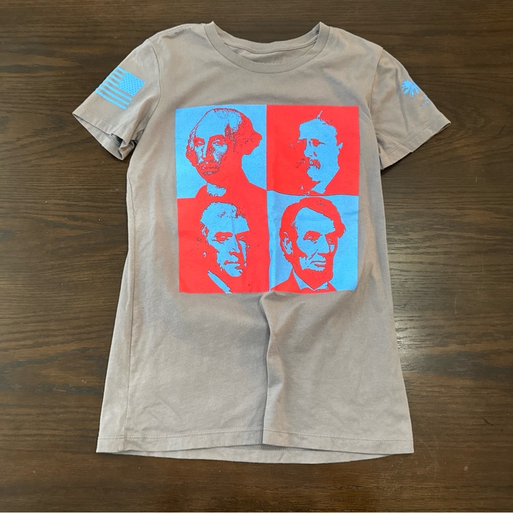 Retro Presidents Grey Grunt Style Teal T-Shirt Size Medium Short Sleeve